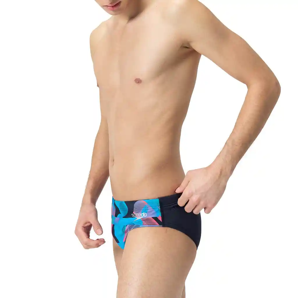 Pantaloneta de Baño Brief Allover Digital Hombre Negro-36