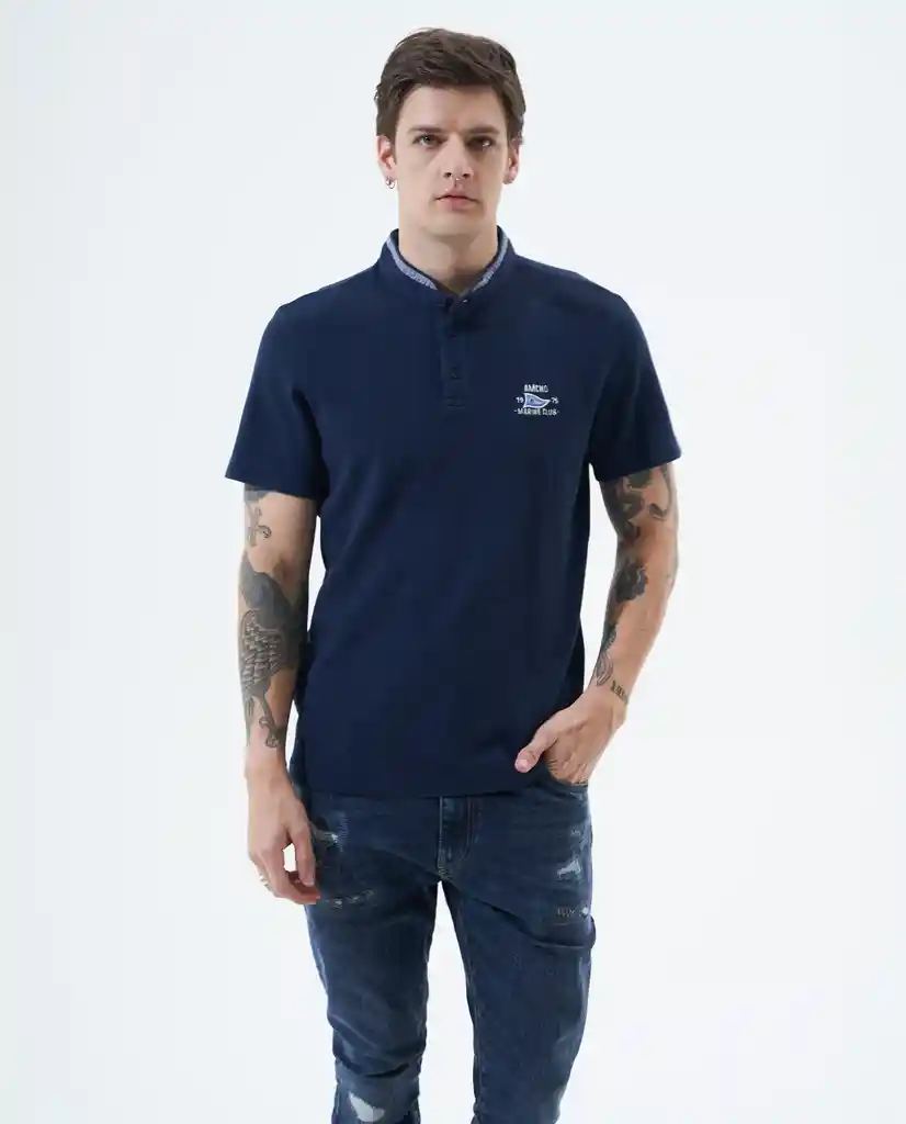 Camisa Polos Hombre Azul Oscuro Talla S 801f009 Americanino