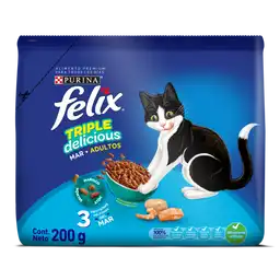 Comida para Gatos Purina Felix adulto Triple delicious mar x 200 kg