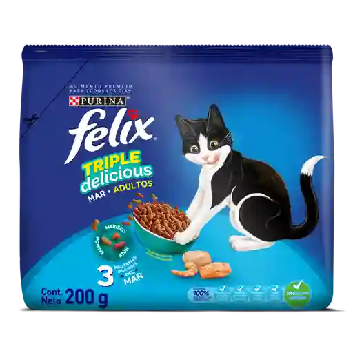 Comida para Gatos Purina Felix adulto Triple delicious mar x 200 kg