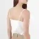 Camiseta Cuello V Manga Tiras Blanco Talla S 726580