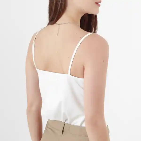 Camiseta Cuello V Manga Tiras Blanco Talla S 726580