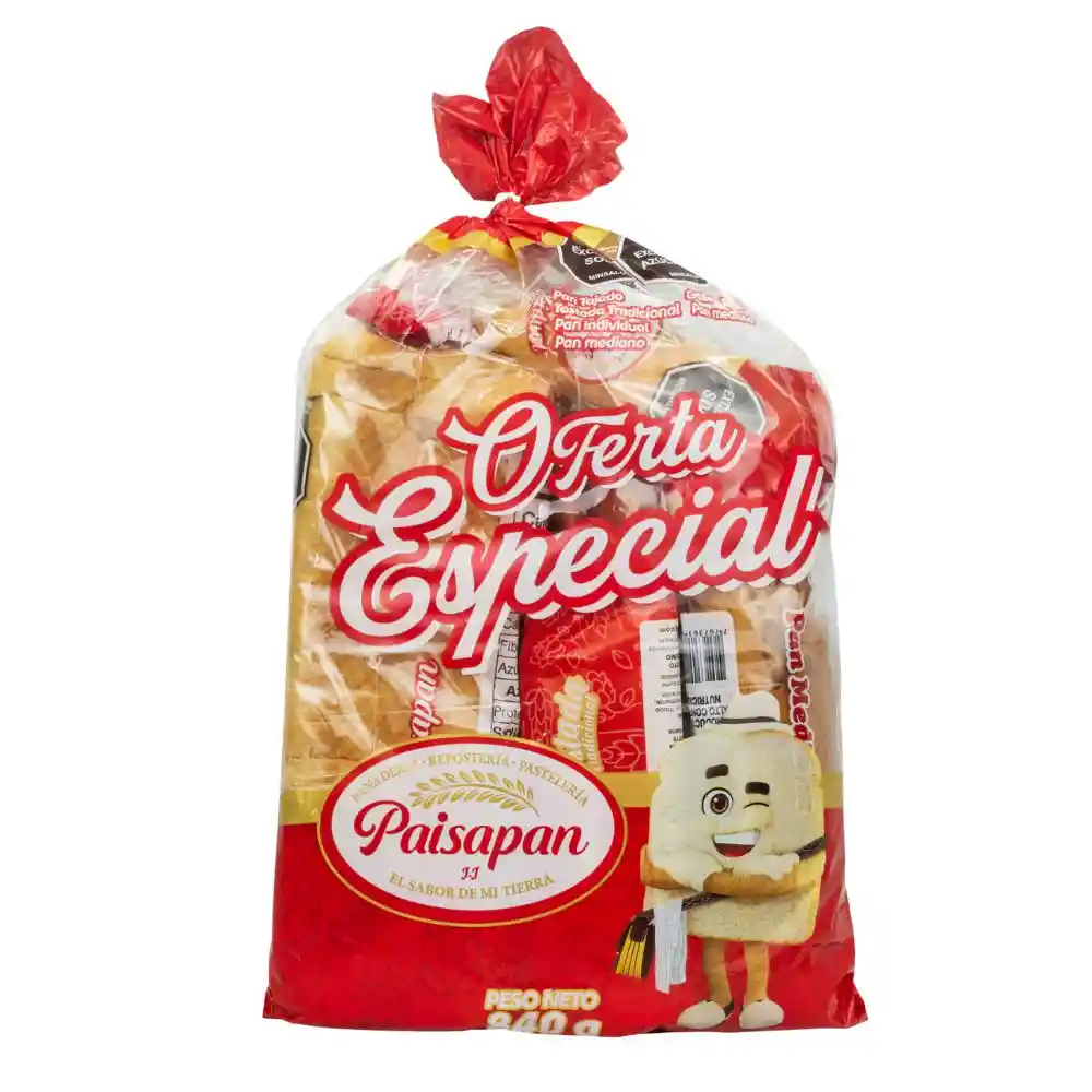 Oferta Panes Paisapan J. J. 5 Productos (840 Gr)