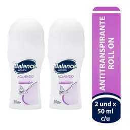 Desodorante Balance Roll on Aclarado Radiante Mujer 2 x 50 mL