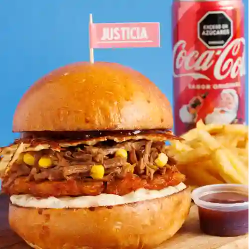 Justicia Burger + Papas + Coca Cola