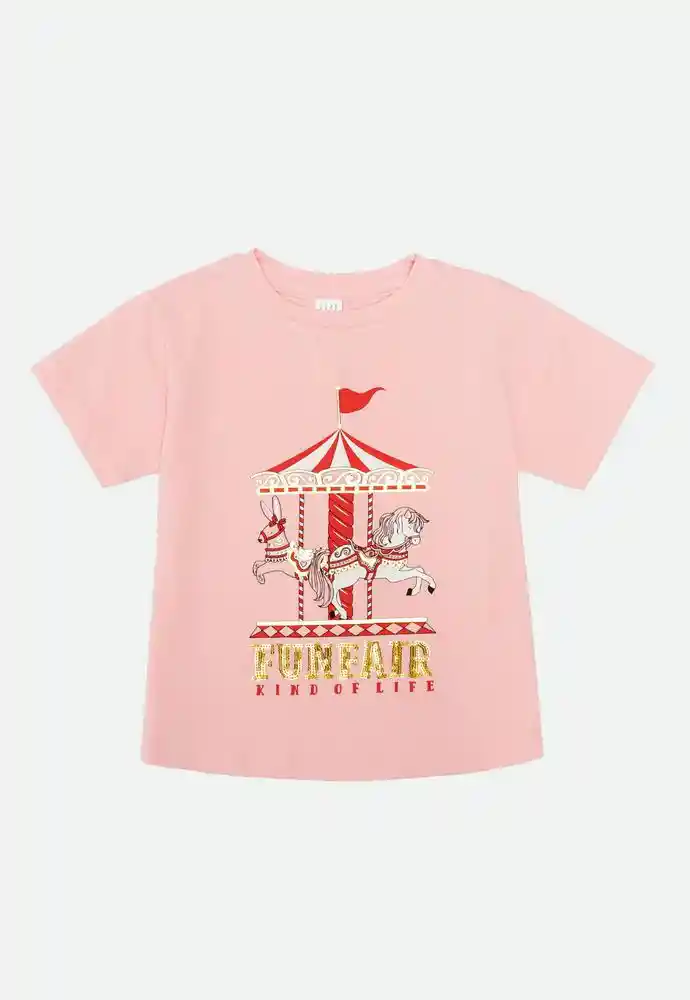 Camiseta Manga Corta 6/9 Meses-rosado