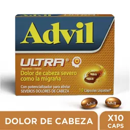 Advil Ultra Alivio De Los Dolores De Cabeza Severos Como La Migraña, Ibuprofeno X 10 CAPS