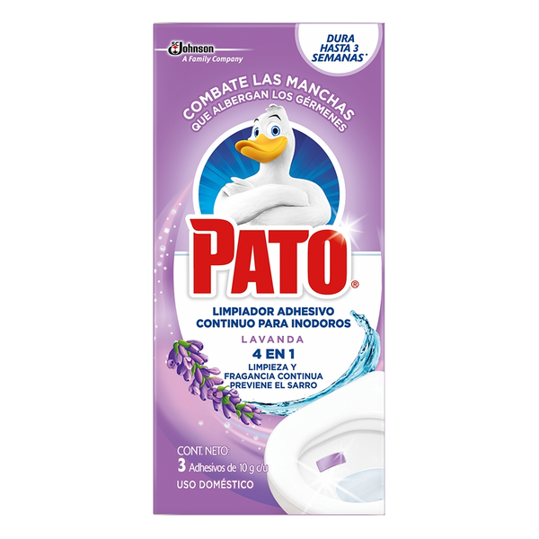 Pato Limpiador Inodoro Adhesivo Lavanda 4 en 1 Continuo 3 und