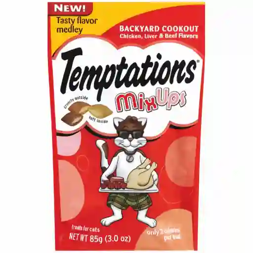 Temptations Snack Mix Ups para Gatos Adultos Pollo Hígado y Carne