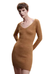 Vestido Kalev Camel Talla Xs Mujer Mango