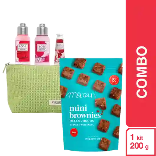 Combo Mini Brownies Melcochudo Artesanales + Kit Rosa Para Mamá
