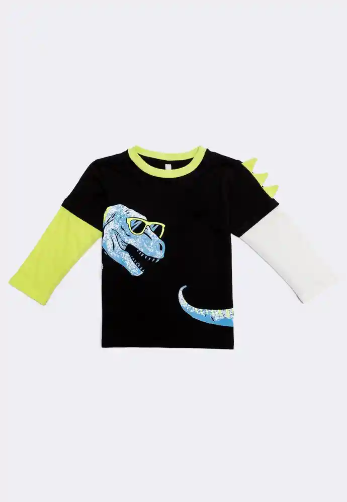 Camiseta Manga Larga 18/24mese-negro