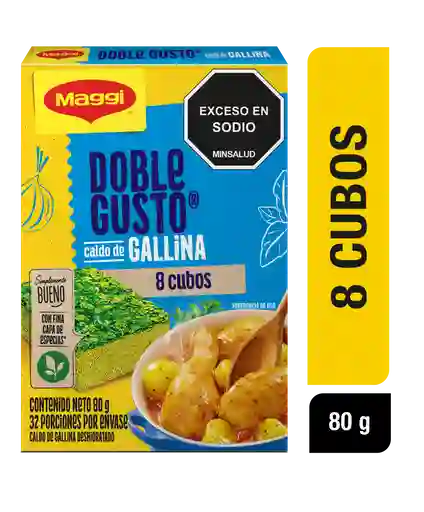 Caldo de Gallina MAGGI Doble Gusto 8 cubos x 80g