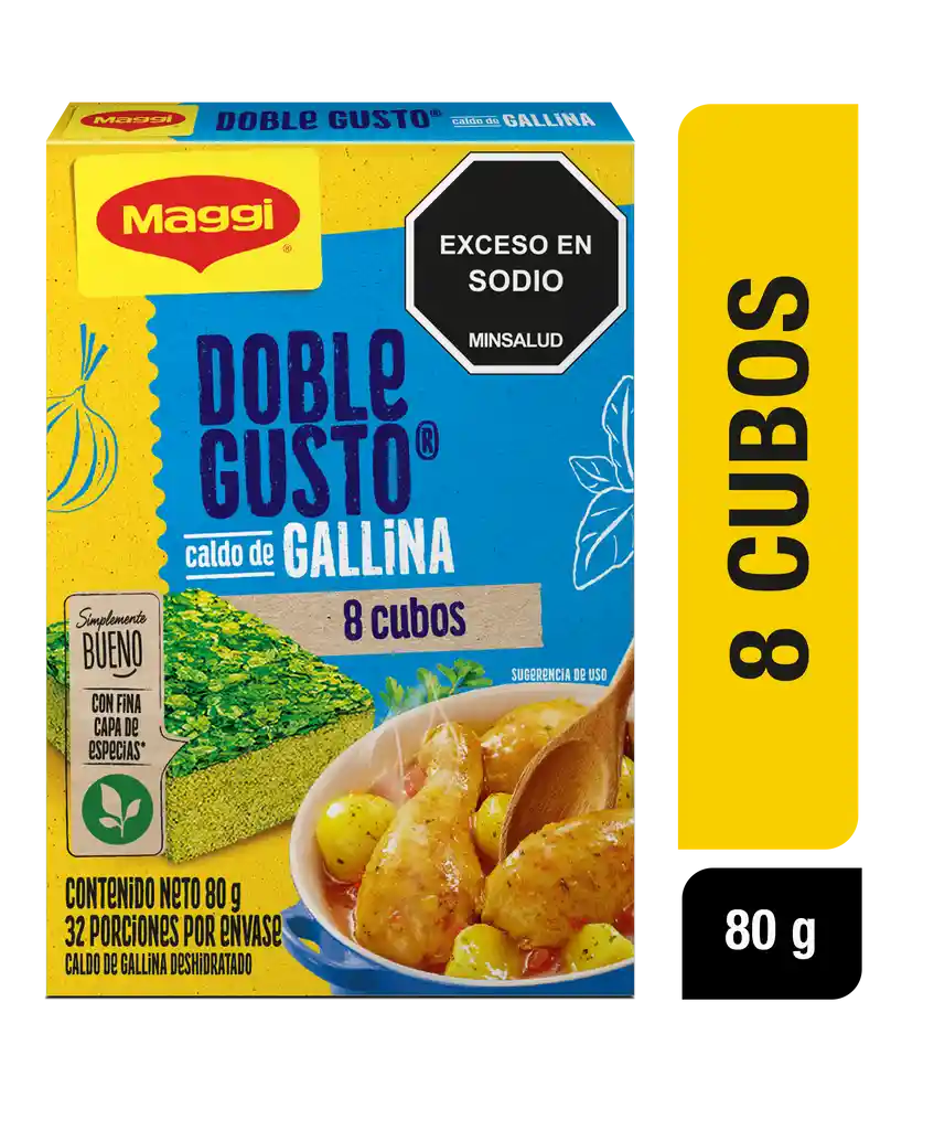 Caldo de Gallina MAGGI Doble Gusto 8 cubos x 80g