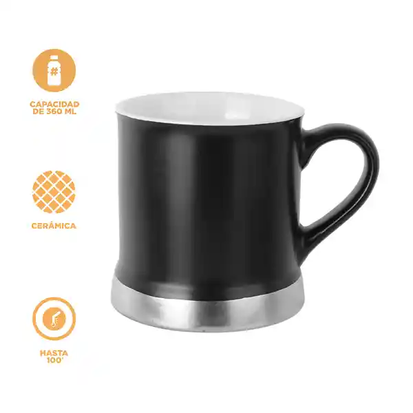 Taza de Cerámica Serie Silver Grey Negro Miniso
