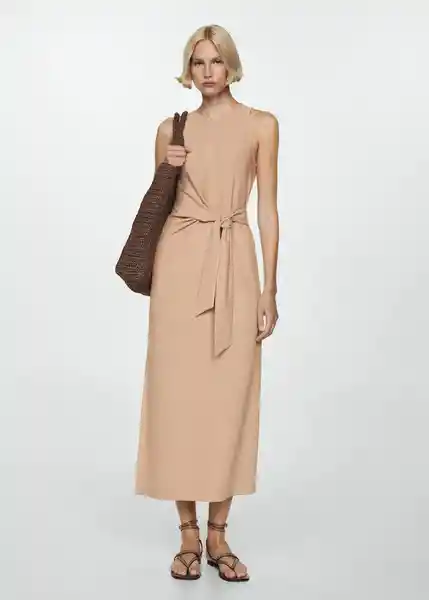 Vestido Bacalar Taupe Talla M Mujer Mango