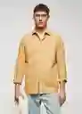 Camisa Ibiza Ocre Talla M Hombre Mango