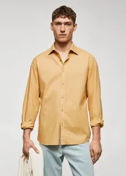 Camisa Ibiza Ocre Talla M Hombre Mango