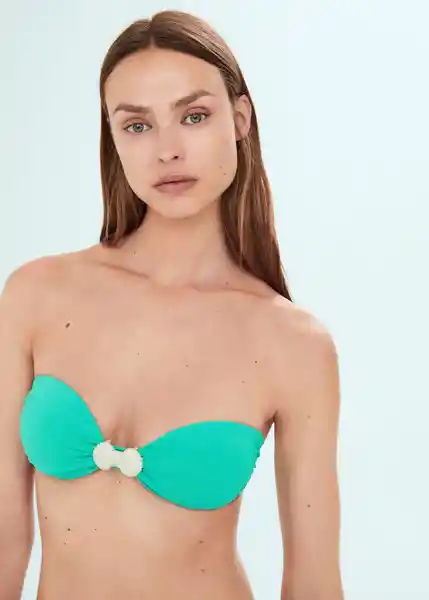 Top Bikini Shell Turquesa Talla S Mujer Mango