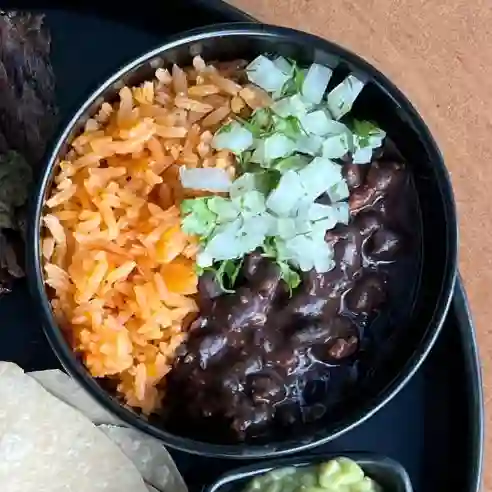 Frijoles Charro con Arroz y Al Pastor