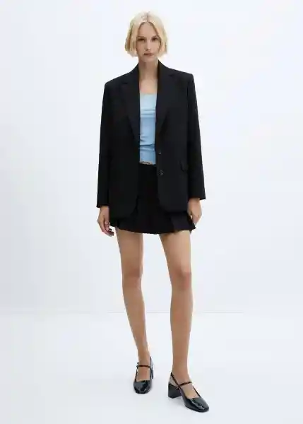 Blazer Americana Dipli Negro Talla L Mujer Mango