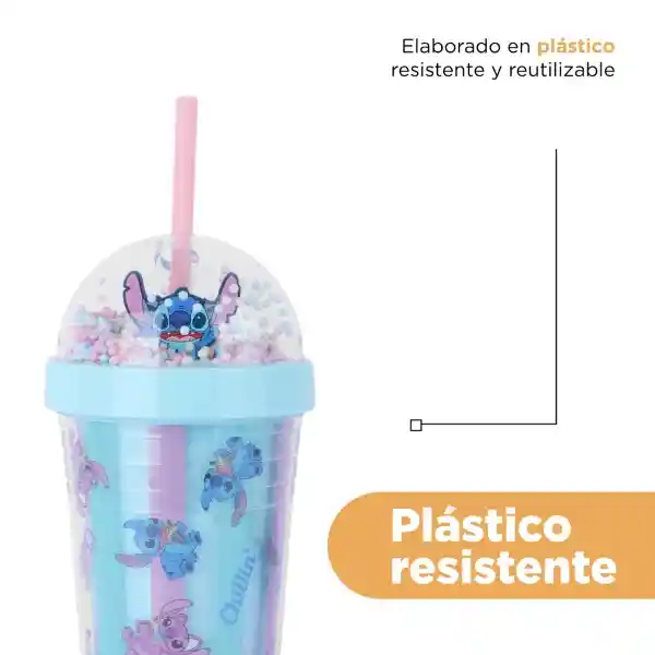 Vaso Plástico Con Pitillo Lilo & Stitch Stitch 420 mL Miniso