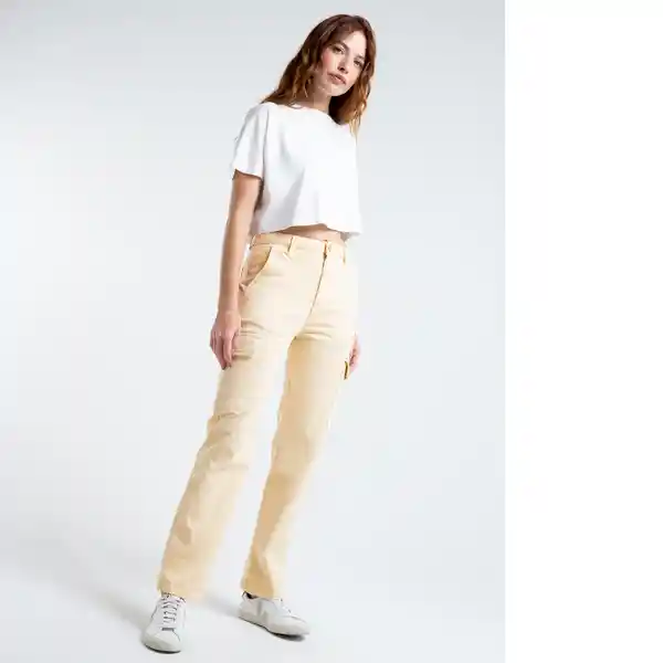  Pantalon Saray Mujer Amarillo Luminoso Claro Talla 8 Naf-Naf 