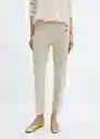 Pantalón Botones Beige Talla 40 Mujer Mango