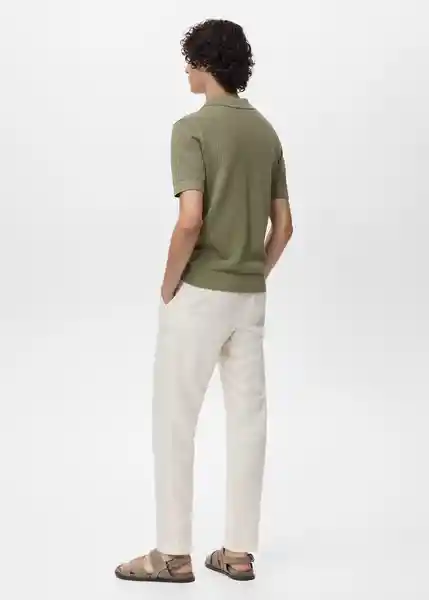 Camiseta Polo Pointele Verde Talla S Hombre Mango