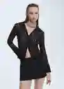 Falda Franc Negro Talla 42 Mujer Mango