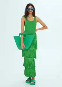 Vestido Burnst Verde Talla L Mujer Mango