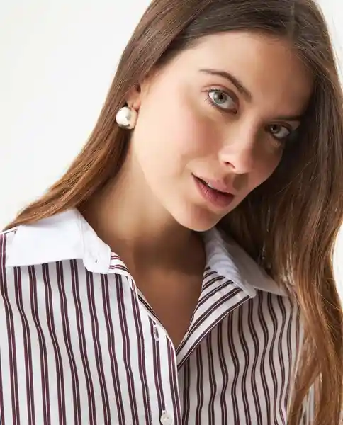 Camisa Striped Poplin Crudo Pristino Claro Talla M Chevignon
