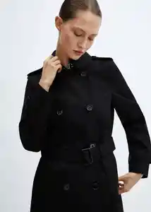 Gabardina Trench Polana Negro Talla 18 Mujer Mango