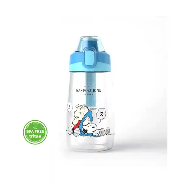 Vaso Plástico Mango Silicona Snoopy Azul 500 mL Miniso
