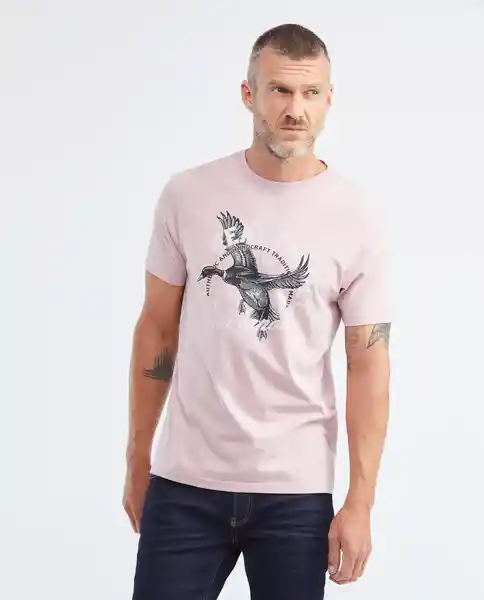 Graphic T-shirt Text M/c Rosa Malva Medio Talla S Hombre Chevignon