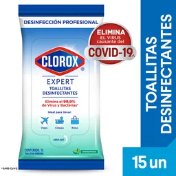 Toallitas Desinfectantes Clorox Expert Fresco Flowpack 15 un