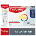 Colgate Crema Dental Colgate Total 12 Clean Mint 75ml x3
