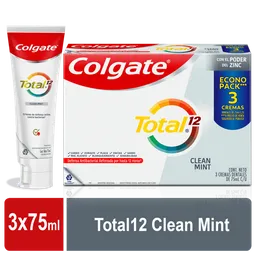 Crema Dental Colgate Total 12 Clean Mint 75 ml x 3