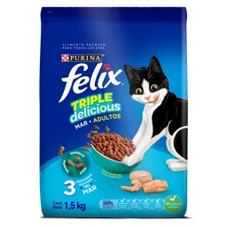 Comida para Gatos Purina Felix adulto Triple delicious mar x 1.5 kg