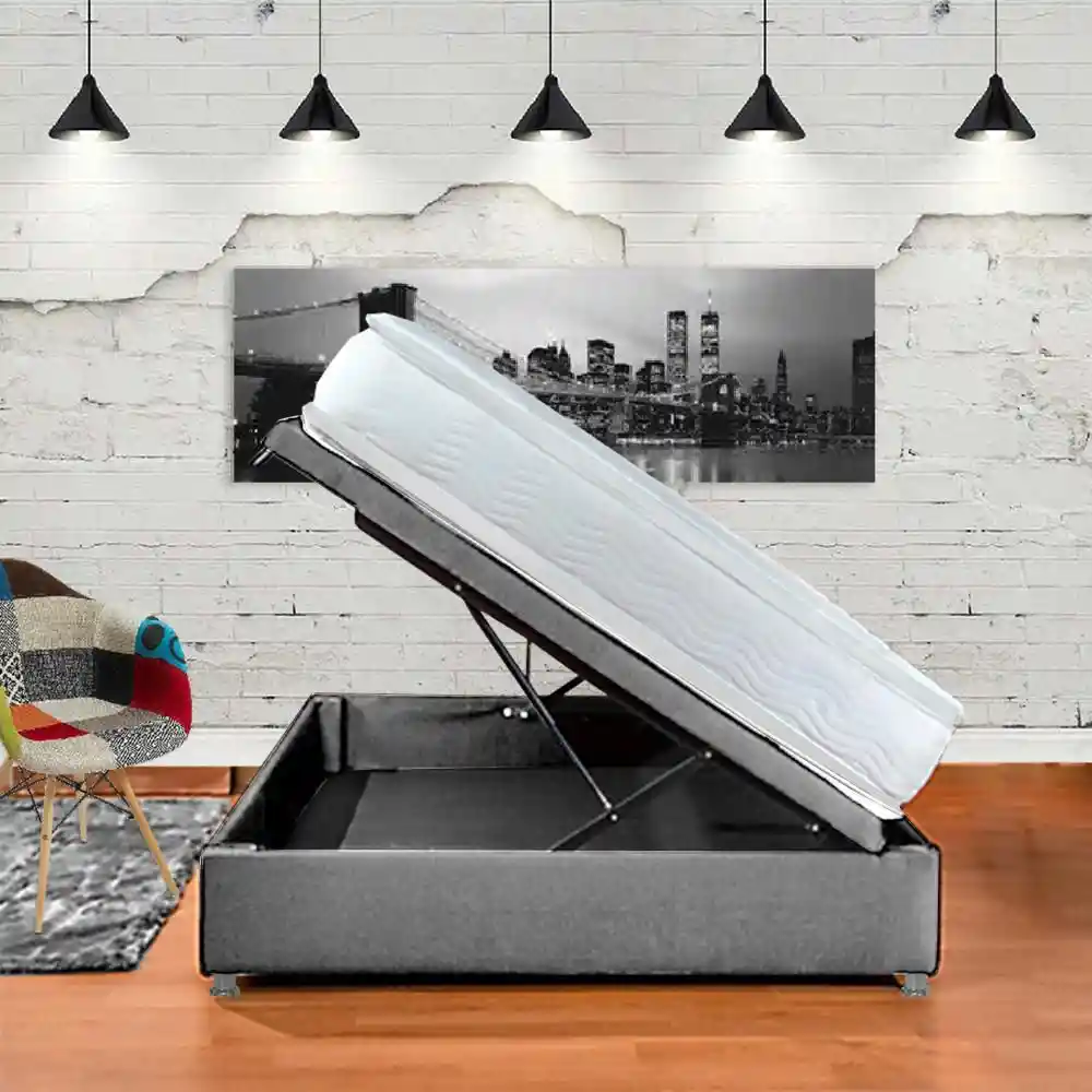 Combo Cama Baul y Colchon Ekonomodo Design Ekm2055
