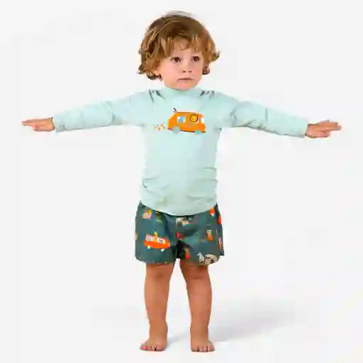 Camisa De Protección Solar De Piscina Para Bebé 4-5a Turquesa