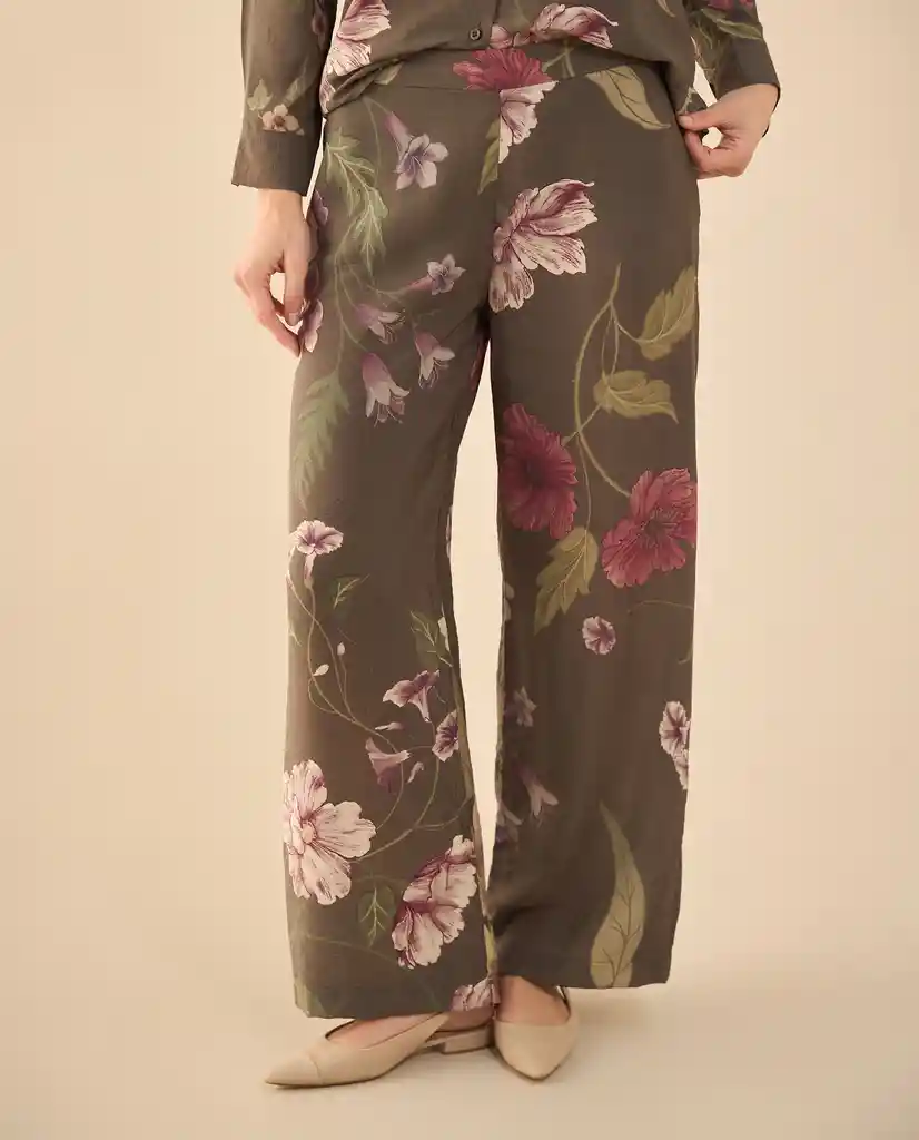 Pantalón Verde Aceituna Oscuro Talla M 432G009 Esprit
