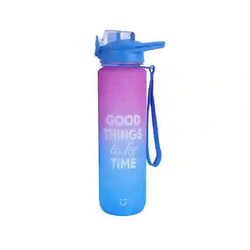 Botella de Con Tapa Removible Serie Rosa y Azul 1000 mL Miniso