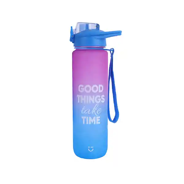 Botella de Con Tapa Removible Serie Rosa y Azul 1000 mL Miniso