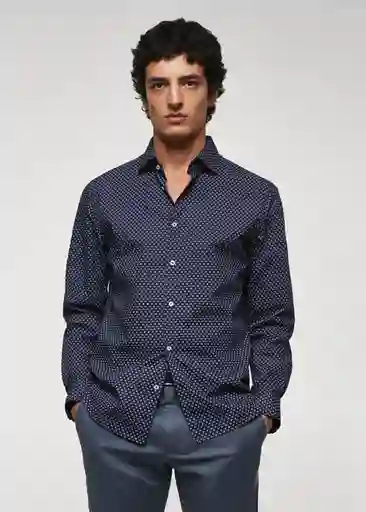 Camisa Aizon Navy Talla XL Hombre Mango