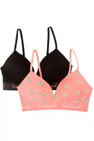 Lili Pink Pack Brasier Negro Print Flores T32B Ref.Mj102-018