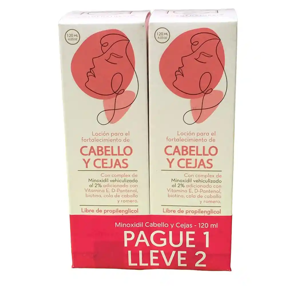 Minoxidil Loción Cabello y Cejas para el Fortalecimiento 2 Pack