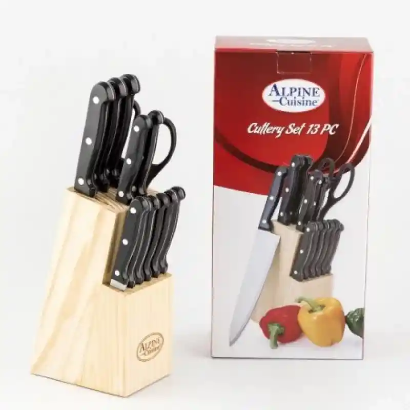 Alpine Cuisine Set Cuchillo + Tijeras + Taco Madera Ai21732