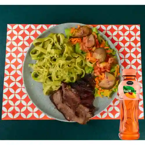 Res Ahumada c/ Fetuchini Pesto +Fuzetea Durazno 400ML