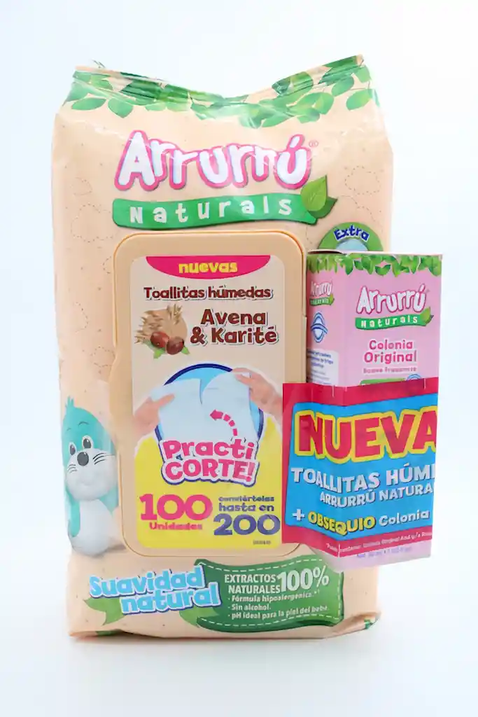 Arrurru Toallitas Húmedas de Avena y Colonia Original Rosada